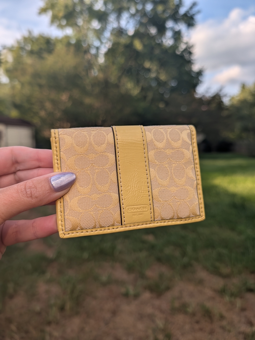 Y2K Coach Yellow Signature Card Case Wallet